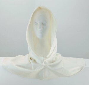 H171 white cotton hooded cowl