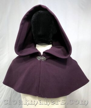3808 - Plum Purple Wool Shaped Shoulder Cloak