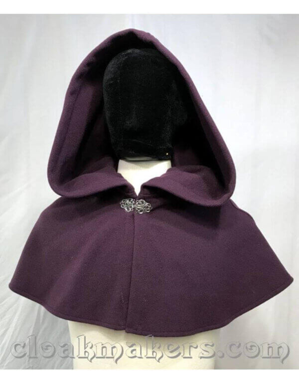 3808 - Plum Purple Wool Shaped Shoulder Cloak - Image 3