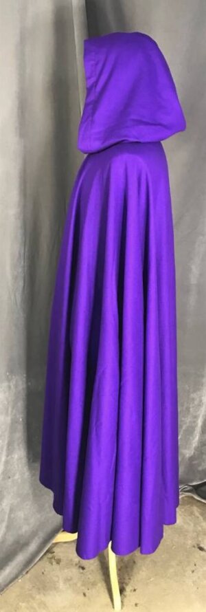 3850 - Royal Purple 100% Wool Cloak,Black Stretch Velvet Hood Lining, Pewter Vale Clasp