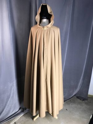 3910 - Fawn Full Circle Cloak, Unlined Hood, Pewter Vale Clasp