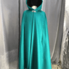 3935 - Persian Green Cloak w/Arm Slits, Black Hood Lining, Pewter Triple Medallion Clasp