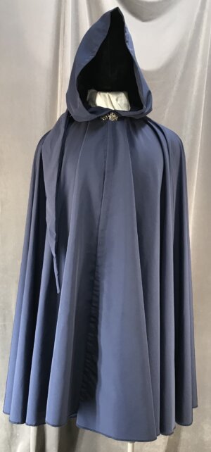 4046 - Easy Care Navy Blue Full Circle Rain Cloak w/ Liripipe Hood, Pewter Vale Clasp