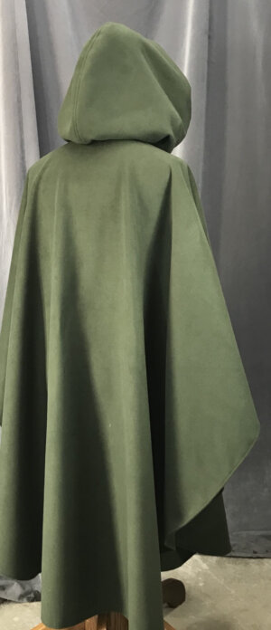 4158 - Easy Care Dark Olive Green Ruana-Style Cloak, Pewter Vale Clasp
