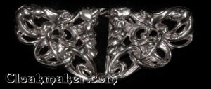 Art Deco Gecko Salamanders Cloak Clasp - Silver Tone Plated