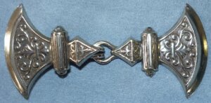 Battle Axes Cloak Clasp - Silver Tone Plated