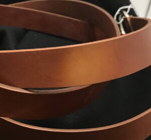 1.125" Cognac Brown Ring Belt with Nickel Silver Ring - Distressed
