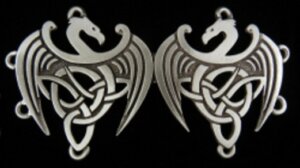 Celtic Dragons Cloak Clasp - Pewter