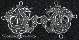 Celtic Seahorse Cloak Clasp - Pewter