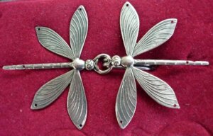 Dragonfly Double Cloak Clasp - Silver Tone Plated
