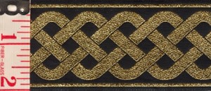 3 Strand Celtic Braid Trim, Gold on Black - Wide