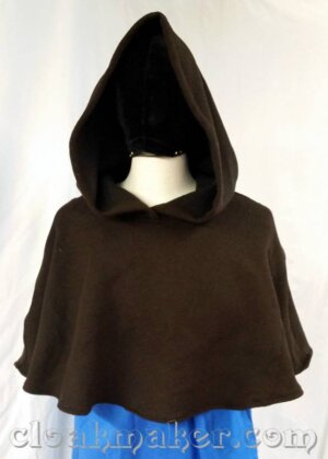 H139 - Brown Novelty Weave Wool Shaped Shoulder Hooded Cowl