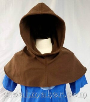 H144 -Brown Wool Twill Hooded Cowl