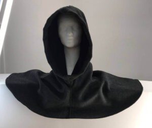 H175 - Dark Grey Heathered Wool Blend Hooded Cowl