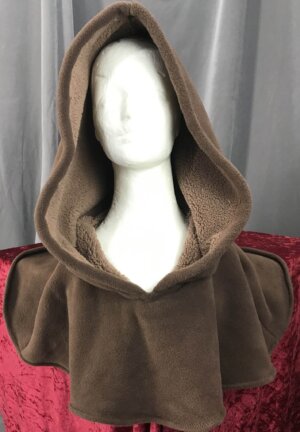 H186 - Brown Fleece Hooded Cowl