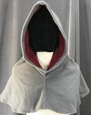H197 - Elephant Grey Windbloc Hooded Cowl Self-Lined in Red