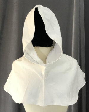 H209 - White Waffle-Weave Cotton Blend Hooded Cowl w/Pointed Hood
