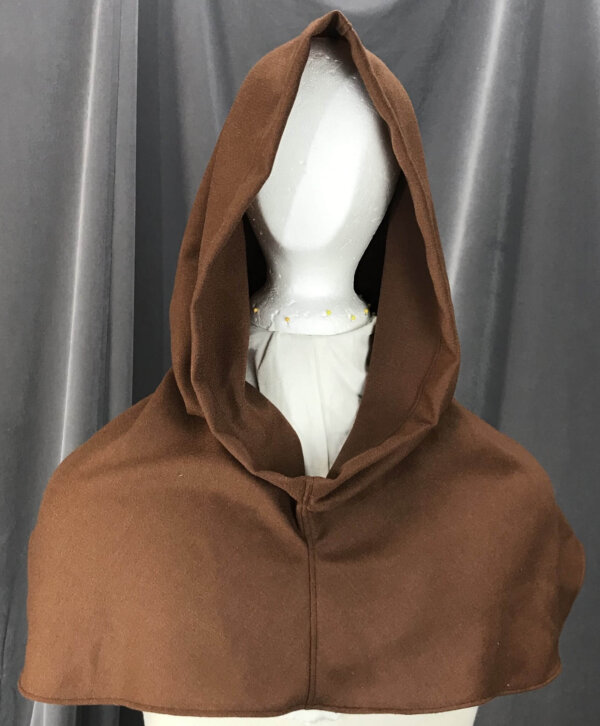 H238 - XXL Brown Wool Crepe Hooded Cowl