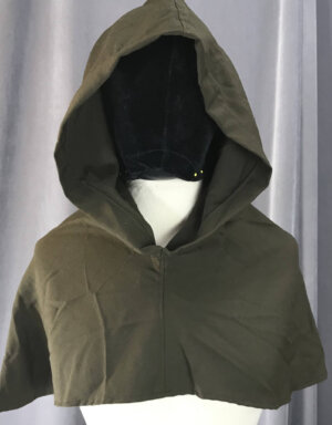 H211 - Olive Green Wool Blend Hooded Cowl