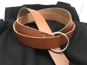 1.5" Cognac Brown Ring Belt with Nickel Silver Ring - 84"