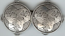 Celtic Horse Medallion, Large Cloak Clasp - Pewter