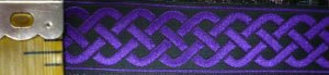 3 Strand Celtic Braid Trim, Purple on Black - Medum