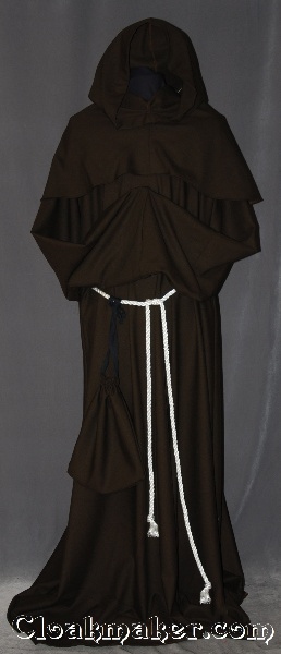 R396 -  Brown Linen Monk Robe with Detached Cowl