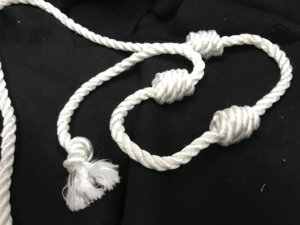 White Rope Belt, Double Wear, Triple Cincture, Extra Large