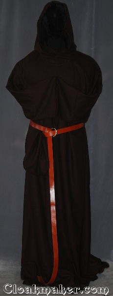 R403 - Trappist Brown Wool Crepe Monk Robe with Attached Cowl