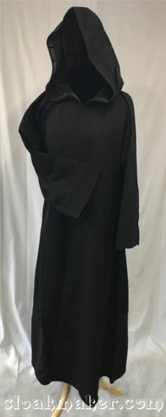 R423 - Black Wool Monk Robe with Attached Cowl