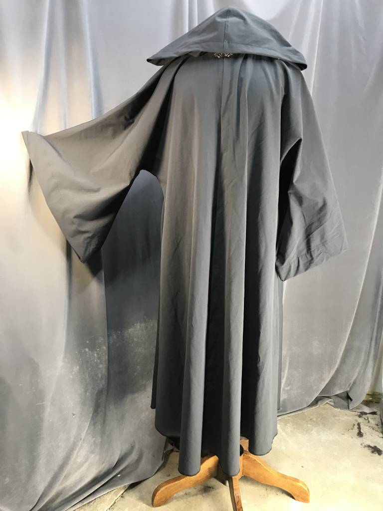 R445 - Slate Grey Jedi Robe w/Pockets, Pewter Vale Clasp