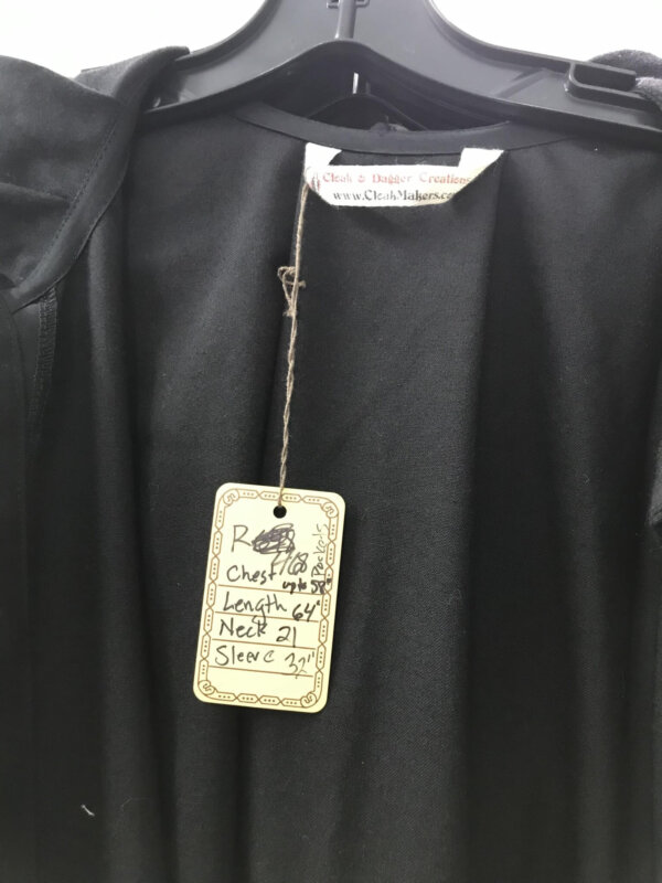R468 - Black Magician's Robe w/Flared Sleeves, Pockets