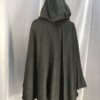 3900 - Black Wool Blend Shaped Shoulder Ruana, Blue Stretch Velvet Hood Lining, Pewter Vale Clasp - Image 2