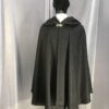 3900 - Black Wool Blend Shaped Shoulder Ruana, Blue Stretch Velvet Hood Lining, Pewter Vale Clasp - Image 4
